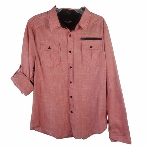 Eighty Eight Men's Casual Button Down Shirt in Red - Picture 15 of 15